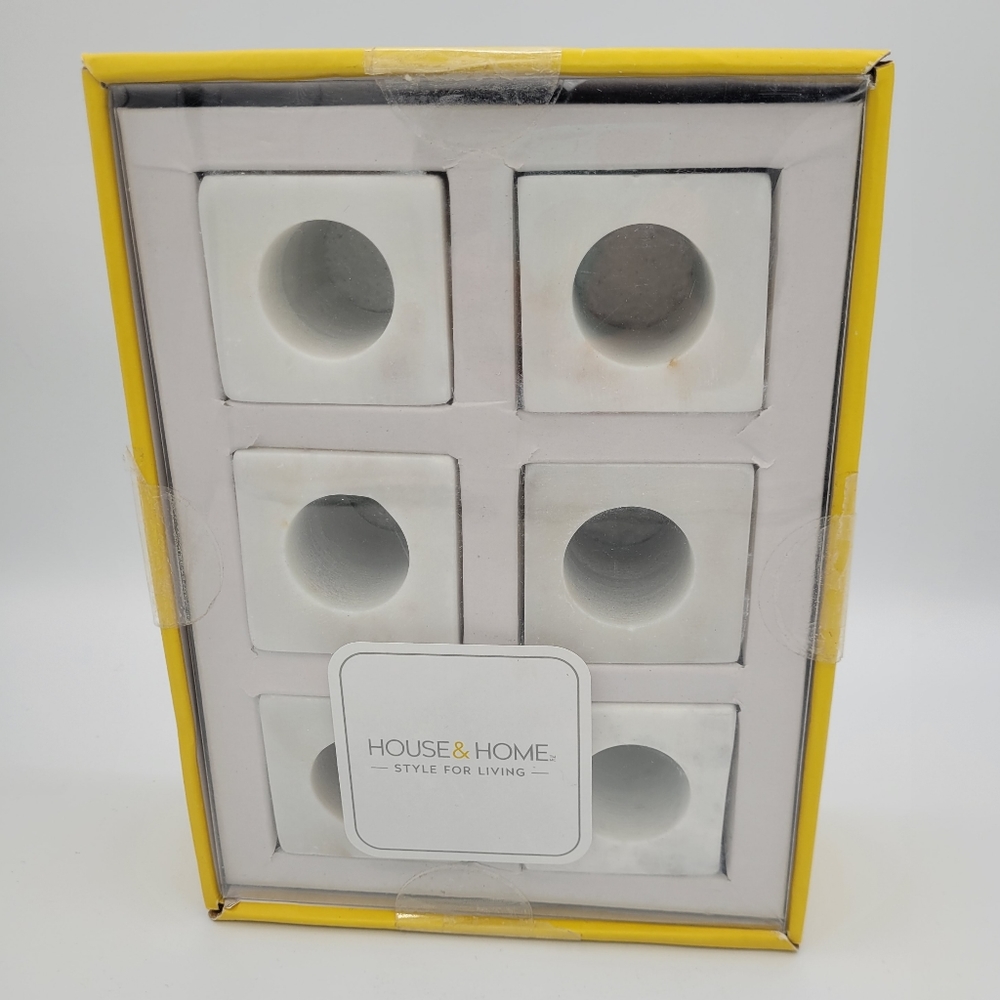 NWT Set of 6 Natural White Marble Napkin Holders
